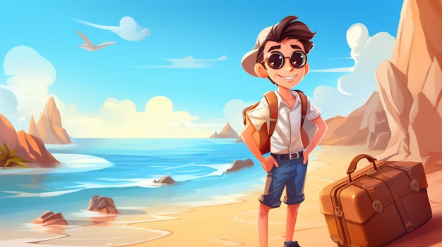 Free Photo cartoon style character traveling