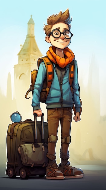 Free Photo cartoon style character traveling