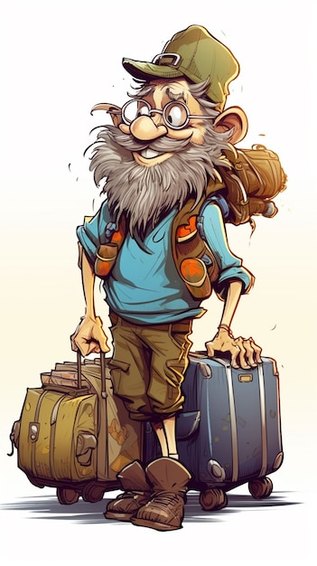 Free photo cartoon style character traveling