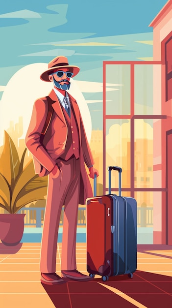 Free Photo cartoon style character traveling