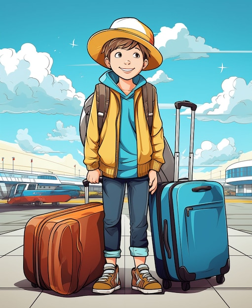 Free Photo cartoon style character traveling