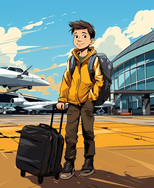 Cartoon style character traveling