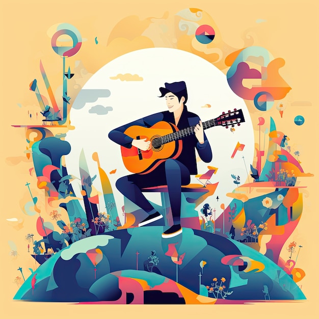 Free Photo cartoon style music passion illustrated