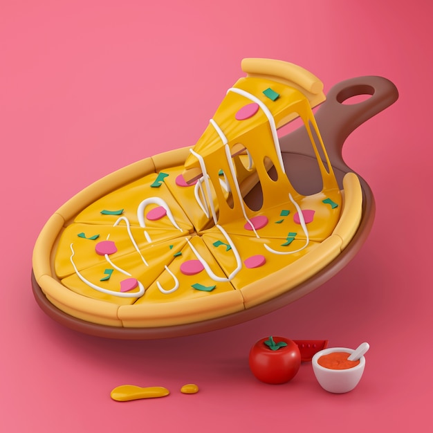 Free Photo cartoon style pizza and sauce