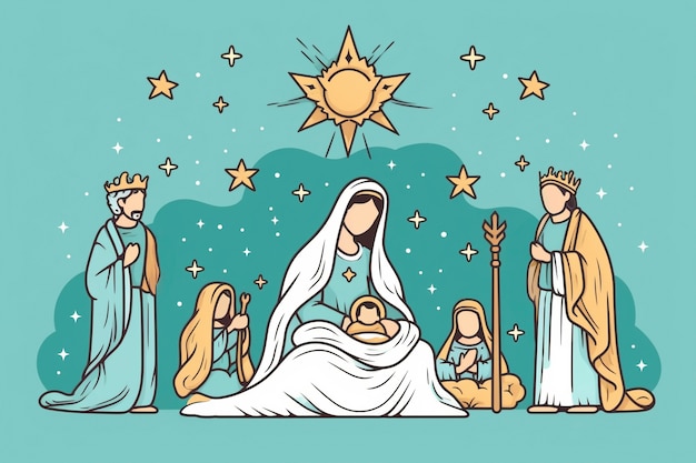 Free photo cartoon style scene of the epiphany