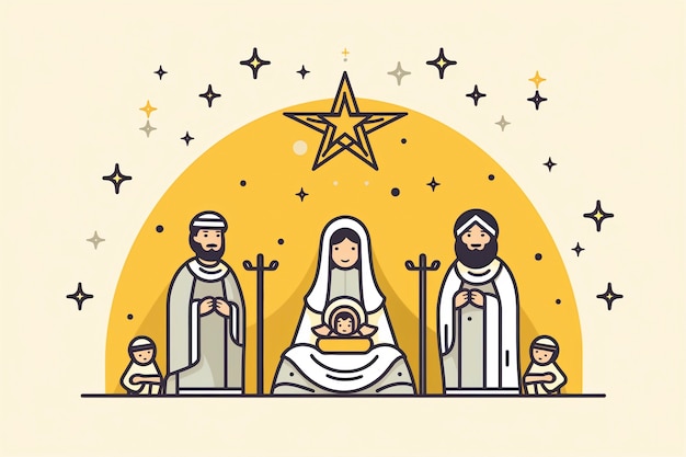 Free photo cartoon style scene of the epiphany