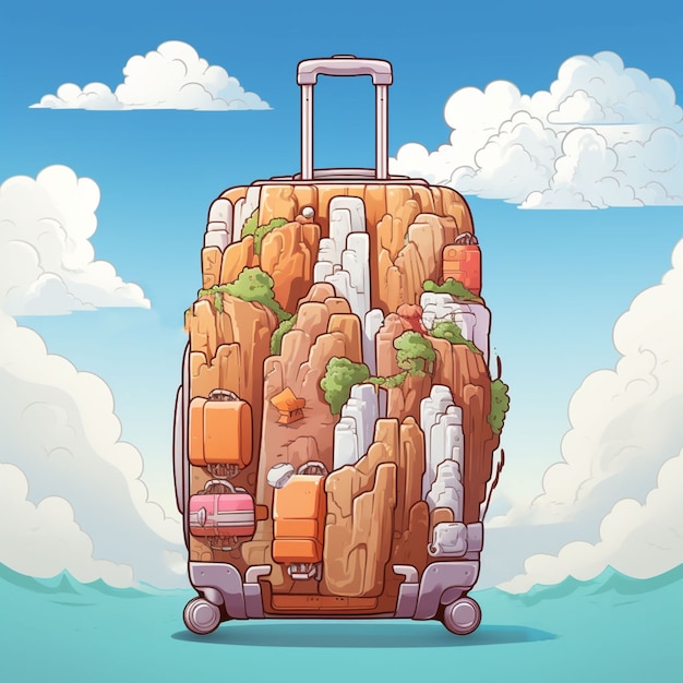 Free photo cartoon style traveling concept with baggage