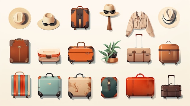 Free Photo cartoon style traveling concept with baggage