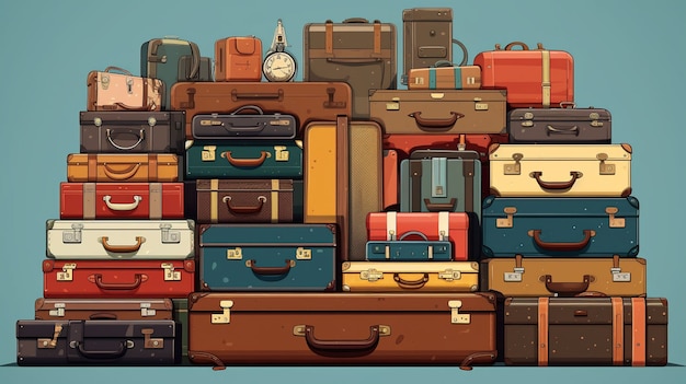 Free photo cartoon style traveling concept with baggage