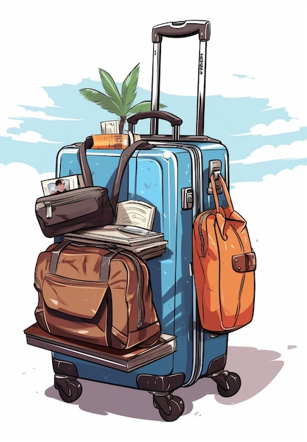 Free photo cartoon style traveling concept with baggage