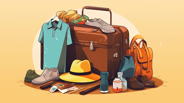 Free photo cartoon style traveling concept with baggage