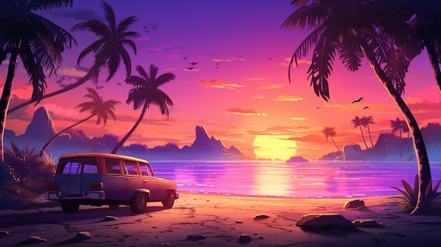 Free Photo cartoon tropical island landscape