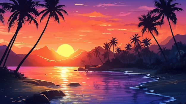 Free Photo cartoon tropical island landscape