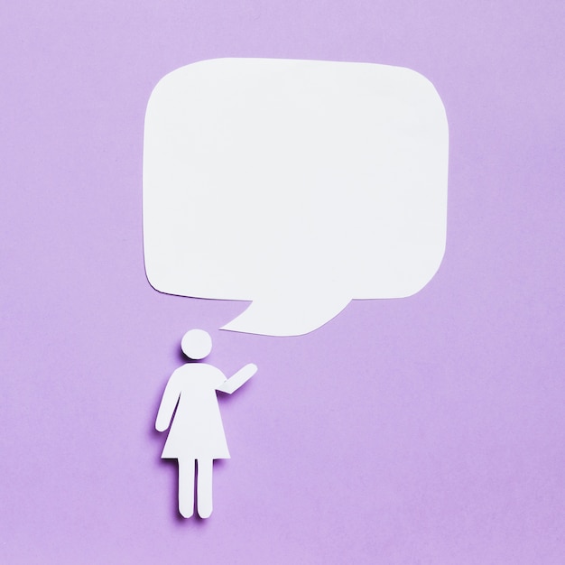 Cartoon woman with text blank speech bubble