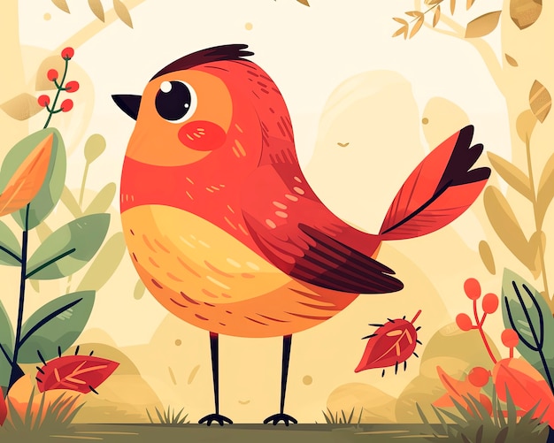 Free photo cartoony bird illustration