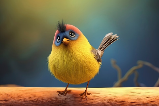 Free photo cartoony bird in nature