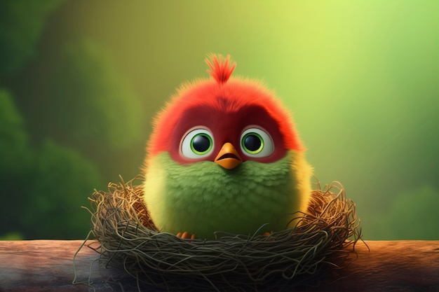 Free photo cartoony bird in nest