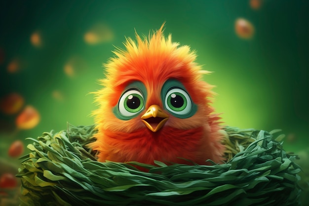 Free Photo cartoony bird  in nest