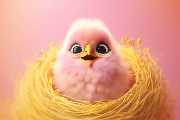 Free Photo cartoony bird  in nest