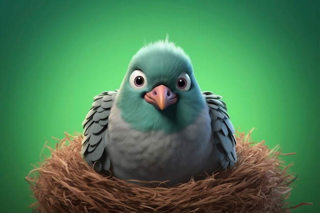 Free photo cartoony bird  in nest