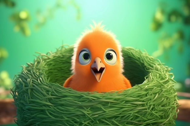 Free Photo cartoony bird in nest