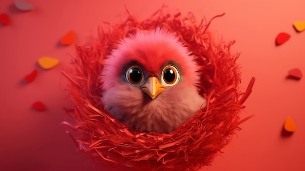 Free Photo cartoony bird in nest