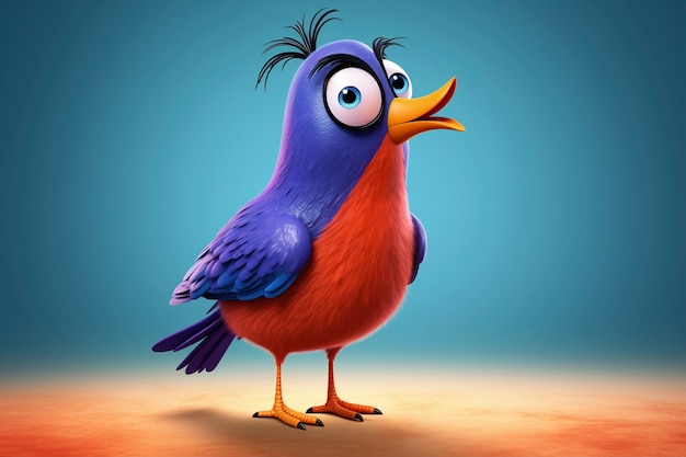 Free photo cartoony bird in studio