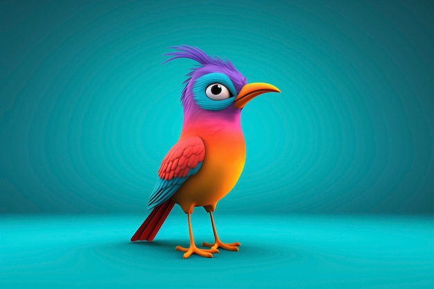 Free photo cartoony bird in studio