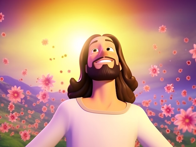 Free photo cartoony jesus christ lifestyle