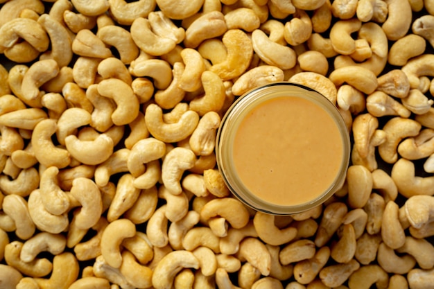 Cashew butter on dark background