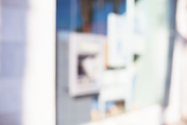 Cashier in the street defocused