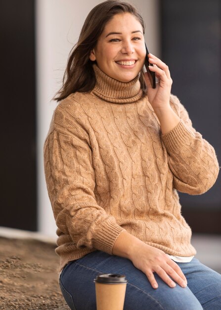 Casual teenager talking on the phone