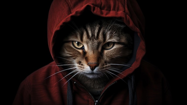 Free photo a cat in a hoodie