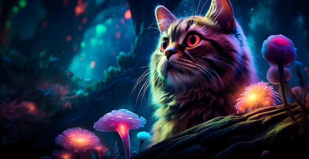 Free Photo cat in magical environment