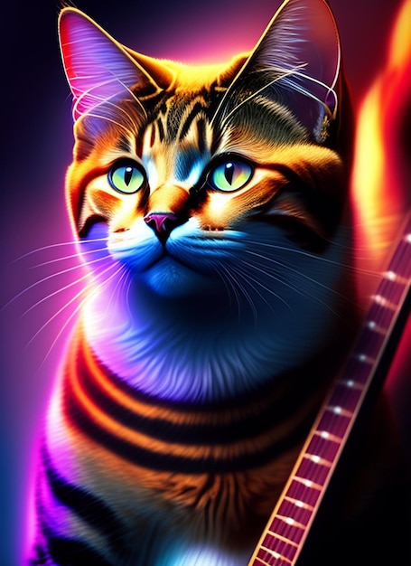 Free Photo a cat with a guitar on it that says the word jazz on it