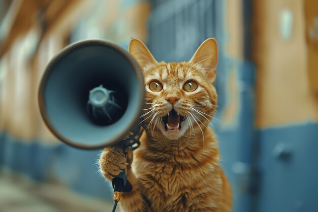 cat with megaphone AI generated