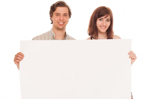 Caucasian couple with blank papers