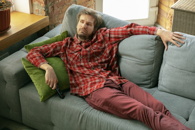 Free Photo caucasian man staying at home