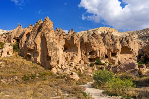 Cave town in Zelve Valley, Cappadocia in Turkey.