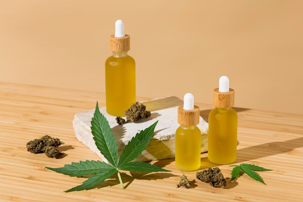 Free Photo cbd oil dropper assortment