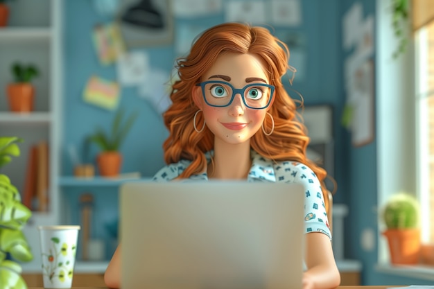 Free photo celebration of labour day with 3d cartoon portrait of working woman