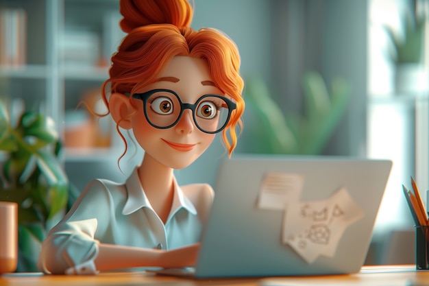 Free photo celebration of labour day with 3d cartoon portrait of working woman