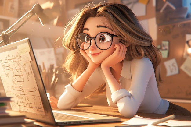 Celebration of labour day with 3d cartoon portrait of working woman