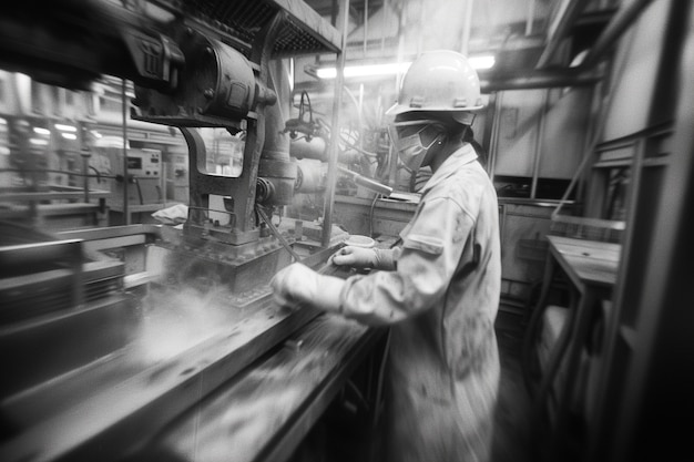 Free Photo celebration of labour day with monochrome view of woman working at her job