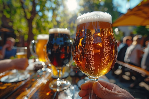 Free photo celebration of oktoberfest with lots of beer