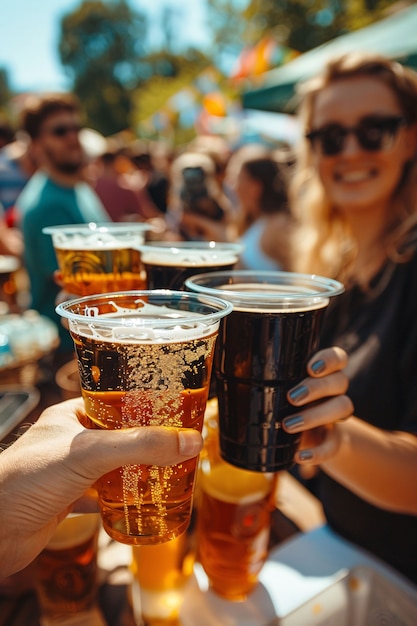 Free photo celebration of oktoberfest with lots of beer