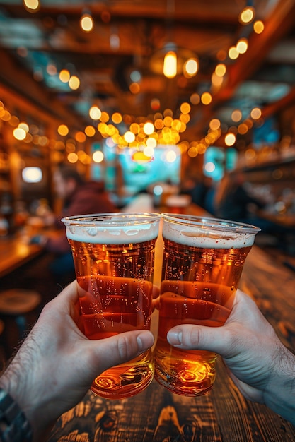 Celebration of oktoberfest with lots of beer