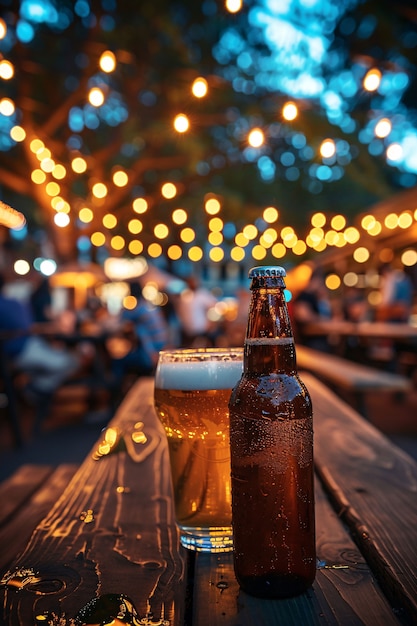 Celebration of oktoberfest with lots of beer