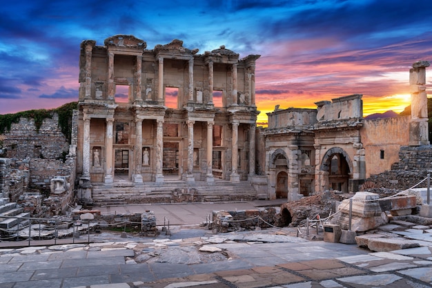 Free Photo celsus library at ephesus ancient city in izmir, turkey.