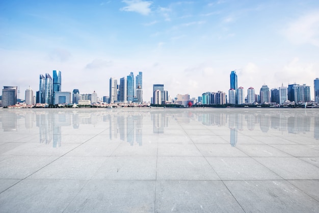 cement footpath skyline space building